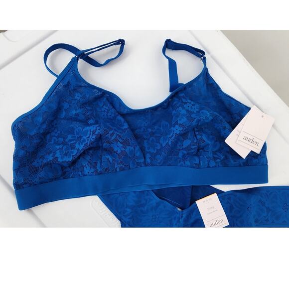 New NWT Auden 2 Piece Matching Balconette And Thong Set Eyelet Lace L 8 - Picture 2 of 7